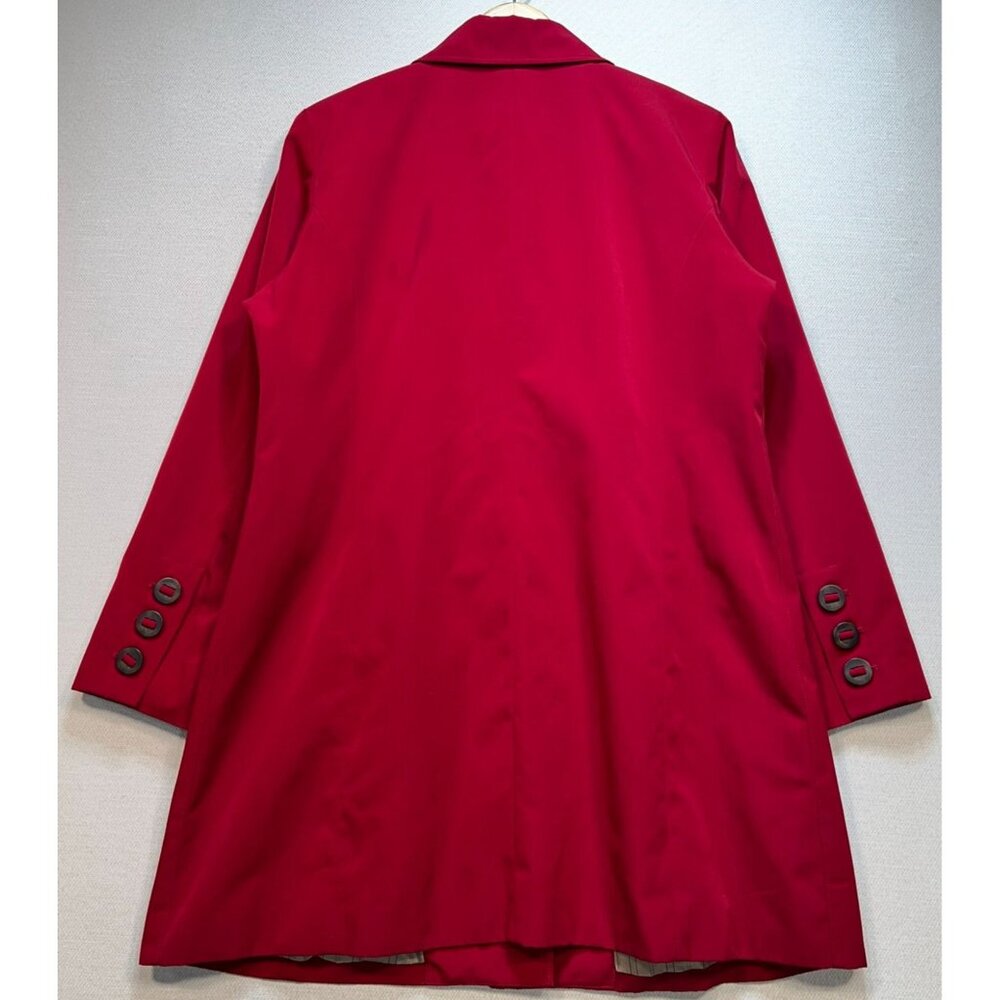 Braetan Women's Preppy Button Front Trench Coat Long Sleeve Size XL Red - Picture 2 of 10